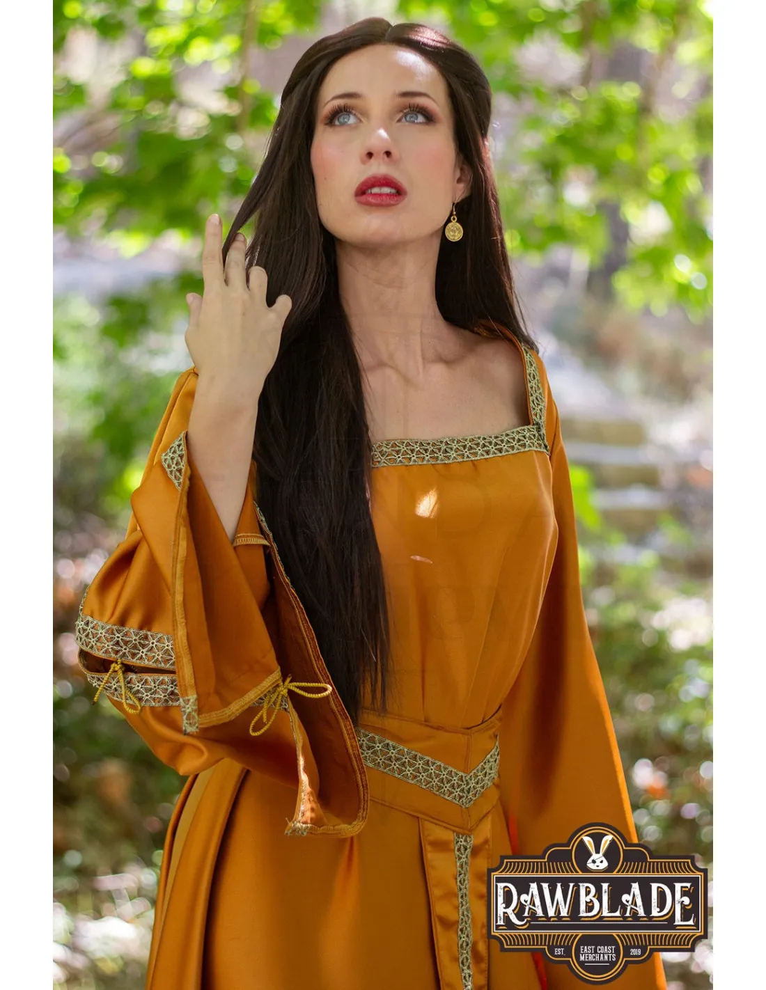 Robe de courtisane Shalott Renaissance - Orange ⚔️ Boutique Épées