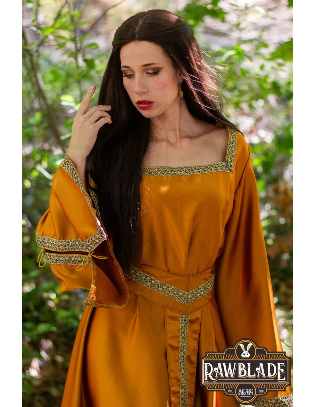 Robe de courtisane Shalott Renaissance - Orange ⚔️ Boutique Épées