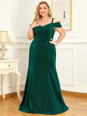 Robe de Mère de Mariée Brillante à Épaules Froides Grande Taille