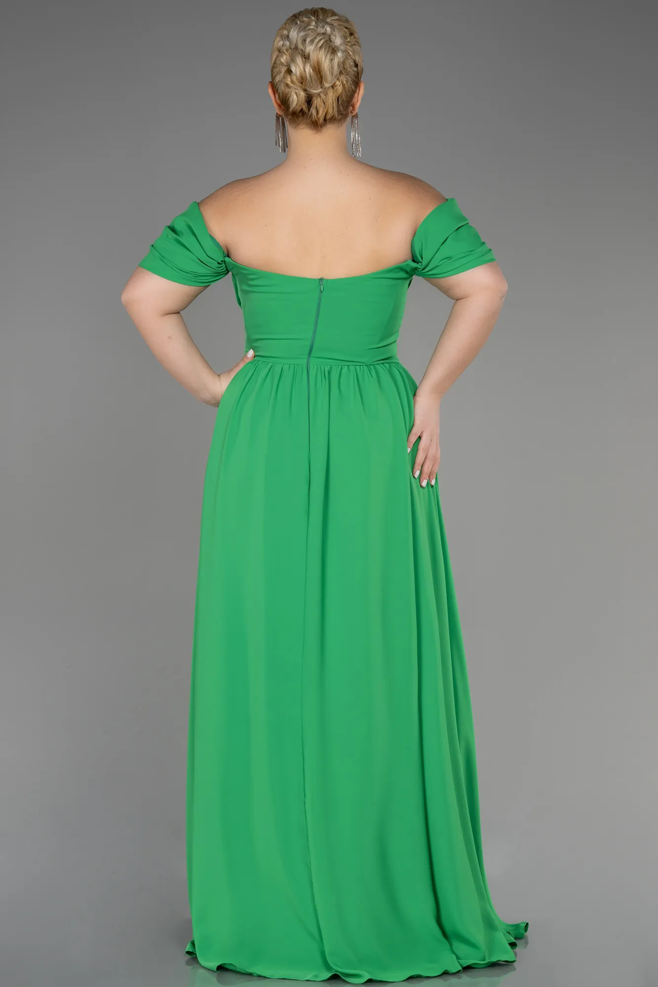 Robe de Soirée Grande Taille Longue Mousseline Bleu Marine ABU3738