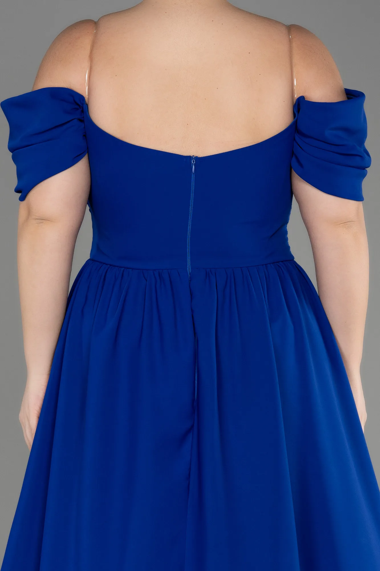 Robe de Soirée Grande Taille Longue Mousseline Bleu Marine ABU3738