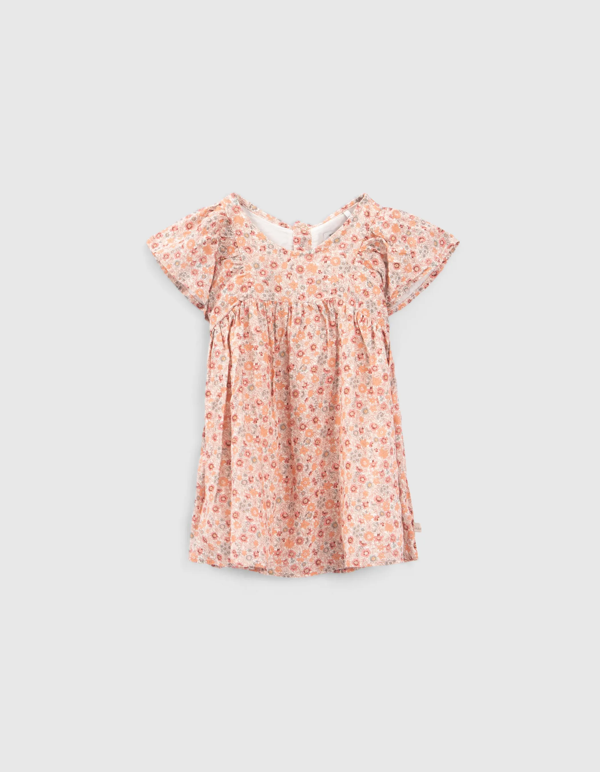 Robe pêche imprimé micro fleurs Lenzing™ Ecovero™ bébé fille