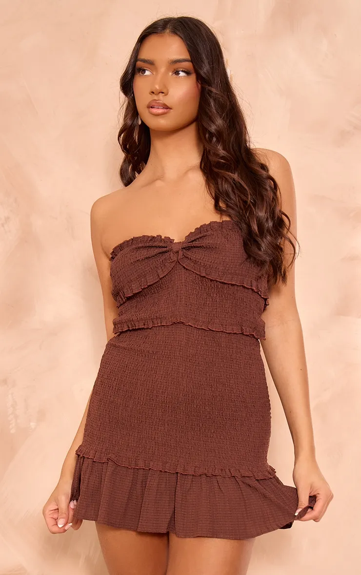 Robe volante bustier chocolat volantée