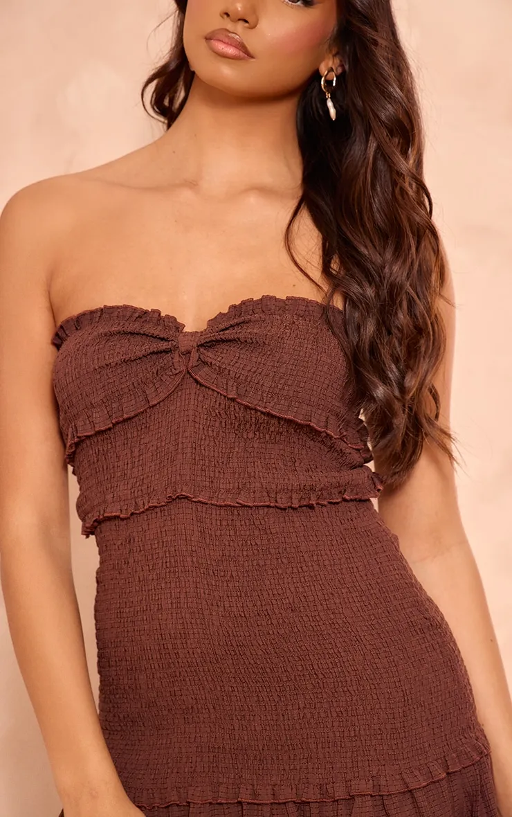 Robe volante bustier chocolat volantée