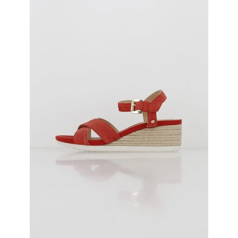 Sandales compensées ischia corda rouge femme - Geox | wimod