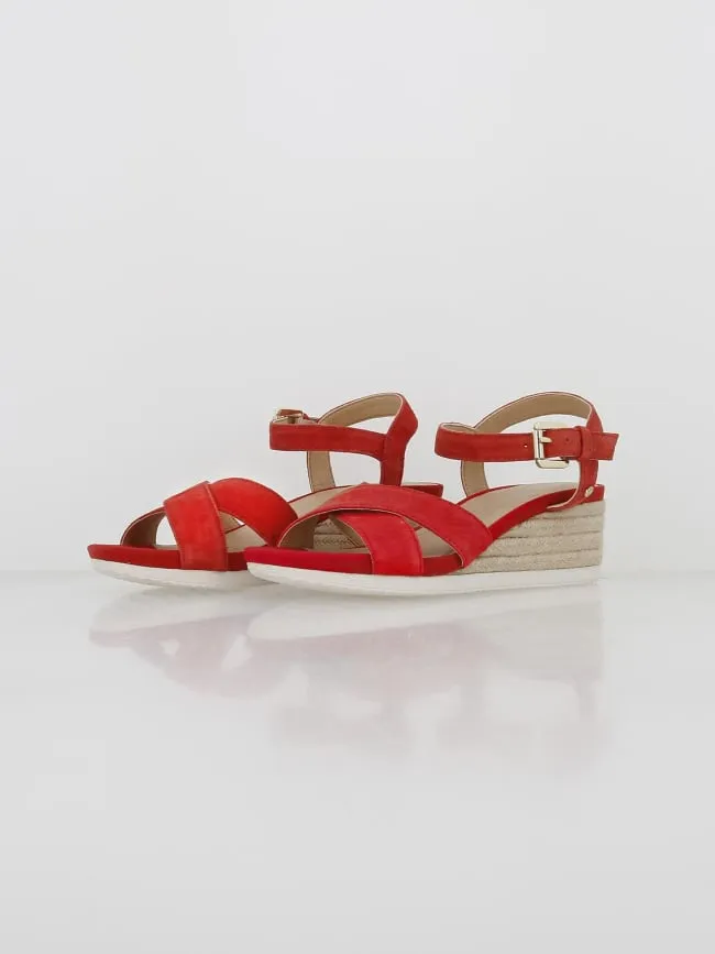 Sandales compensées ischia corda rouge femme - Geox | wimod