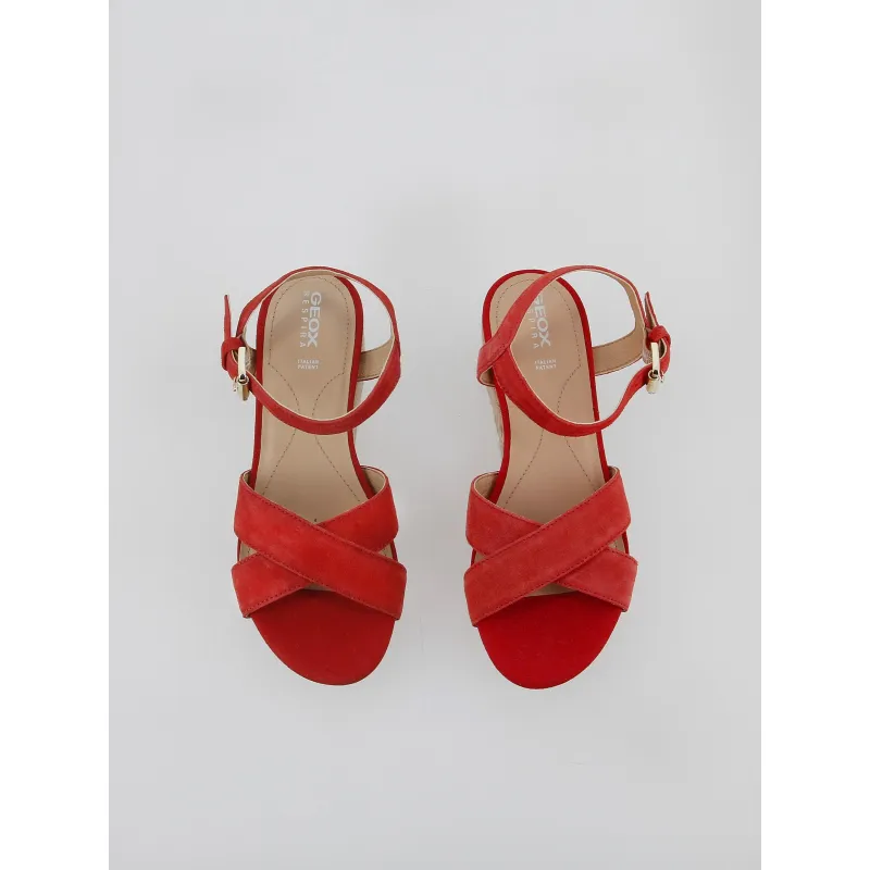 Sandales compensées ischia corda rouge femme - Geox | wimod