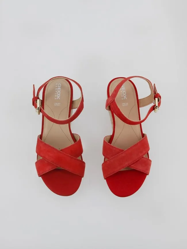 Sandales compensées ischia corda rouge femme - Geox | wimod