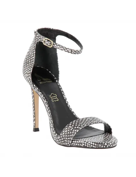 sandales à talons gisèle plateforme cuir noir et blanc 11 cm