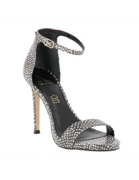 sandales à talons gisèle plateforme cuir noir et blanc 11 cm