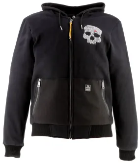 Sweat moto Helstons Hoodie Bones noir, étanche et chaud