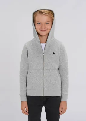 Sweat zippé à capuche en coton bio (gris)