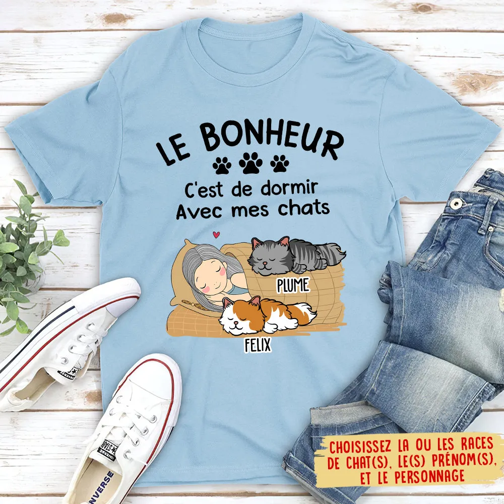 T-shirt Unisex Personnalisé - Le Bonheur C‘Est De Dormir Avec